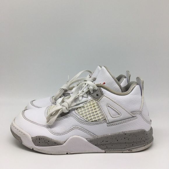 Nike Air Jordan 4 Retro White Oreo PS Pre School Size 2 Youth Used BQ7669 100 - Picture 4 of 10